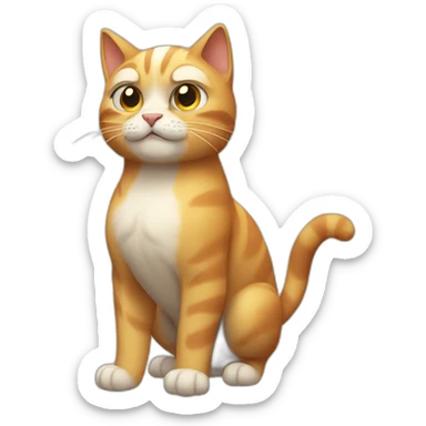 a cat with muscles as whole body that is giving you a wink show the whole body sticker