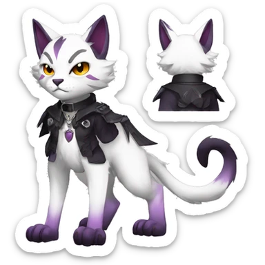 cool edgy anthro fantasy dark-shadow-themed animal vampiric cat hybrid Fakemon  with a collar full body sticker