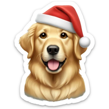Golden Retriever with Christmas cap  sticker