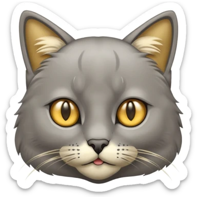 graue fluffige katze brittisch lang haar graue nase süß sticker