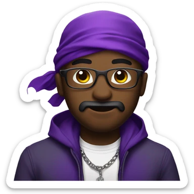 create twitch emojis with a black gangster with a purple bandana  sticker