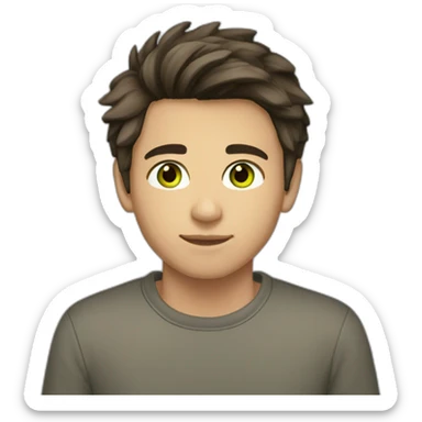 15 years old boy with dark brown hair tan light skin and greenish brown eyes  sticker