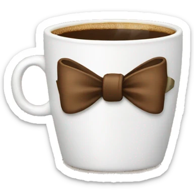 A coffee cup with a bow sticker