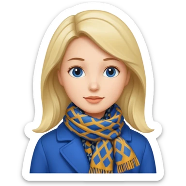 woman in blue coat, scarf sticker