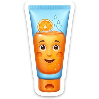 a skincare tube with an orange-toned liquid inside of it sticker