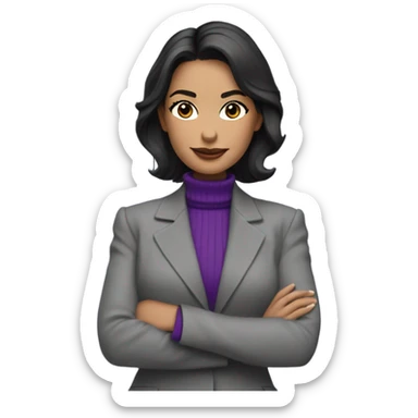 Diana Prince wearing grey suit with purple turtleneck  sticker