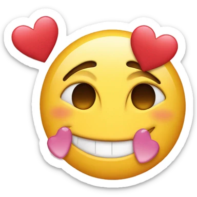 Happy emoji crying with hearts  sticker