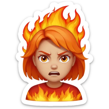 Angry girl on fire  sticker