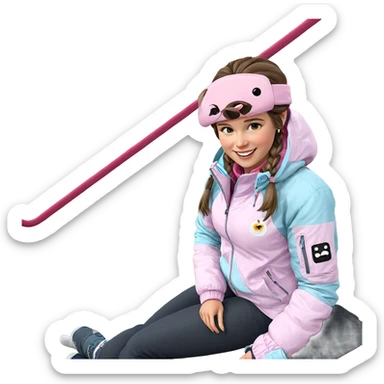 smiling girl in pink jacket sticker