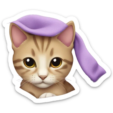 Kitten in a purple blanket sticker
