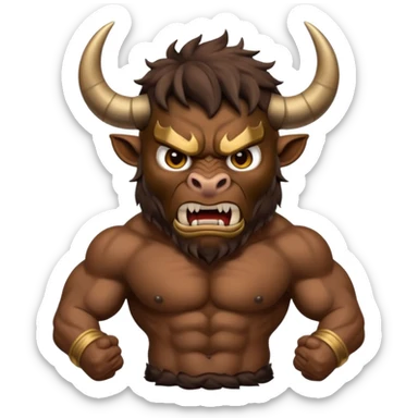 An emoji of a Cretan Minotaur. It has the body of a man and the head of a bull. sticker