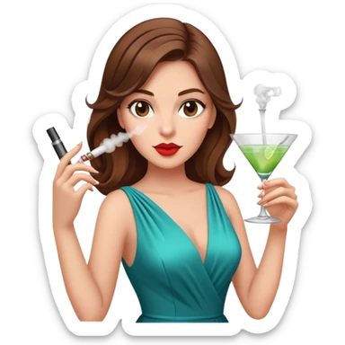 Diva vaping brown hair sexy with cocktail sticker