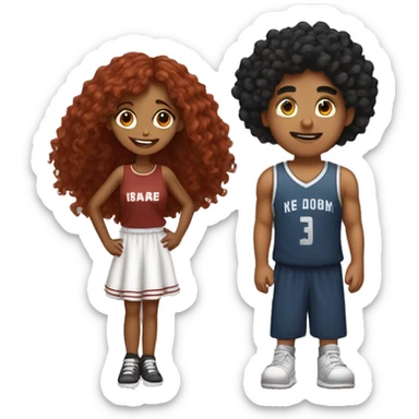 indian girl with black hair in love with a guy with curly red hair who plays basketball sticker