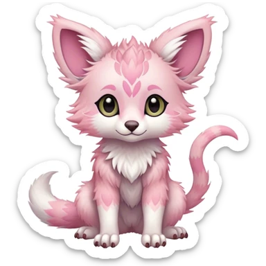 Feral Rare Fantasy cute pastel pink Vernid-Trico-species by LiLaiRa, random markings, tufted ears, full body sticker