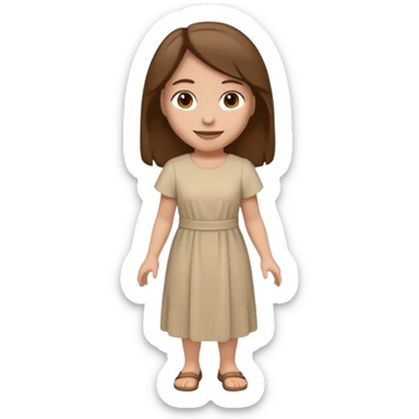 fullbody, head-to-toe, Lazarus's sister, Jesus's friend, with brown hair and beige dress, normal emoji style, walking sticker