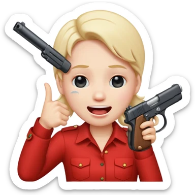 crying laughing emoji point firearm at head sticker