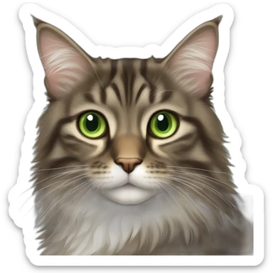 dark-brown-tabby-green-eyed-norwegian-forest-cat sticker