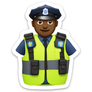 Police office with uk police gear - high vis vest sticker