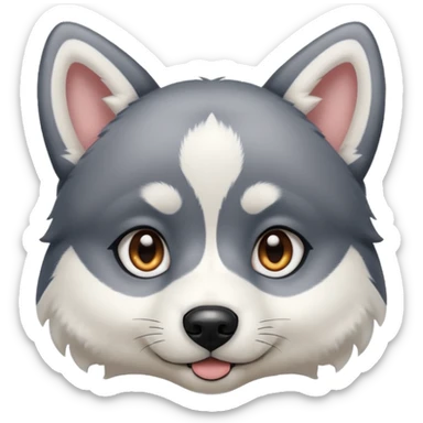 perrito husky con orejas negras cabeza  blanca y heterocromia sticker