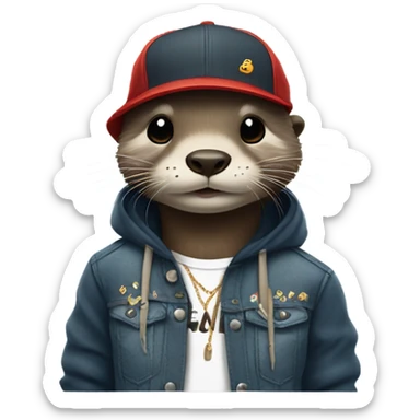 An otter wearing streetwear sticker