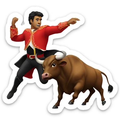 a bullfighter dodges a bull sticker