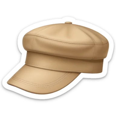 A beige Kangol flat cap from side view, isolated object, iOS emoji style, no human, light tan color sticker