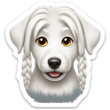 white dog with pigtails  sticker