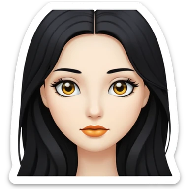Tóc dài đen hai mái, mắt đen, da trắng sticker