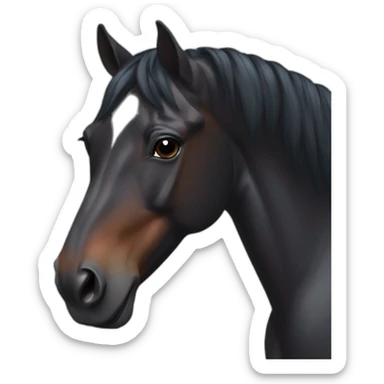 dark bay horse with headmark sticker