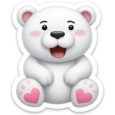 white cute bear emoji with hearts sticker