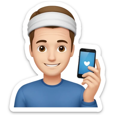 a guy holding a phone horizontally on his forehead like it was a card sticker