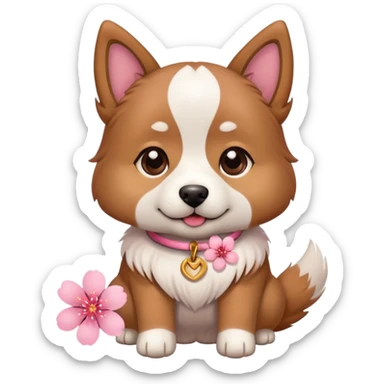 Cute doggie, gives you a sakura flower sticker