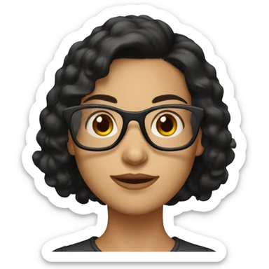 dark haired girl with dark red framed glasses and medium length hair sticker