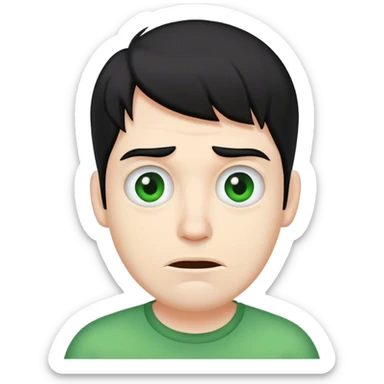 ugly white guy with black hair wearing green sticker