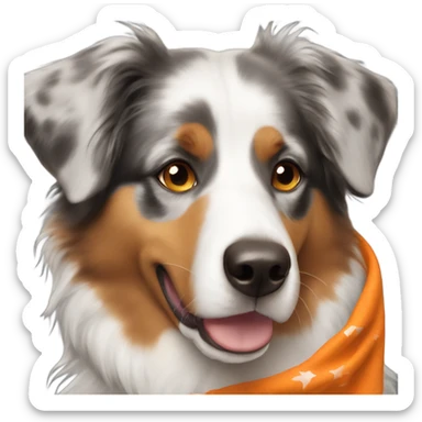 Australian Shepard wearing orange bandana sticker