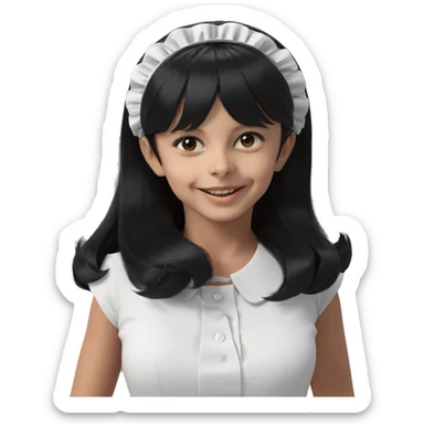 smiling maid with black hair sticker