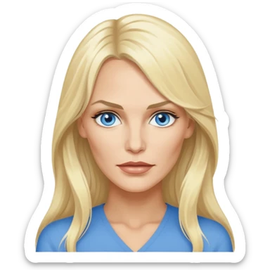 Daryl Hannah with blue eyes, long hair sticker