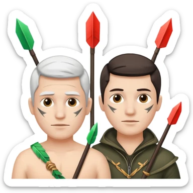 referal system (two guys with arrows around them) sticker