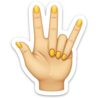A minimal, emoji-style hand icon similar to the classic middle finger emoji, but with the ring finger raised instead of the middle finger. Flat design, smooth rounded shapes, soft yellow emoji skin tone, simple shading, centered on a transparent background, modern and clean iOS-style emo sticker