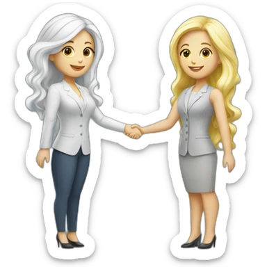 two ukrainian white business women with different hair colors from each other shaking hands full bodies sticker