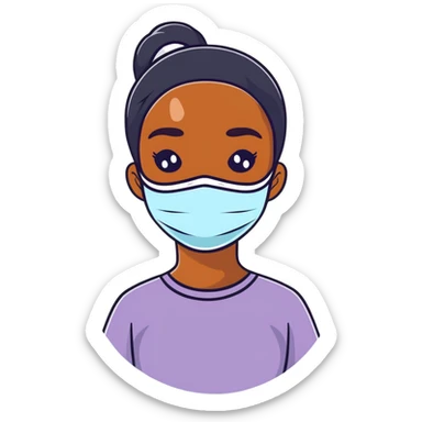 Black girl with facial mask during skincare sticker