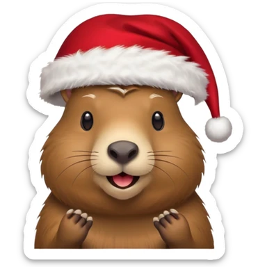 capybara wearing a santa hat sticker