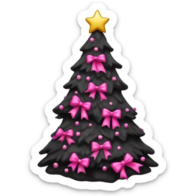 black christmas tree with pink bows sticker