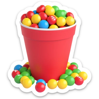 m&ms in a red cup, cup with a few m&ms spilled sticker
