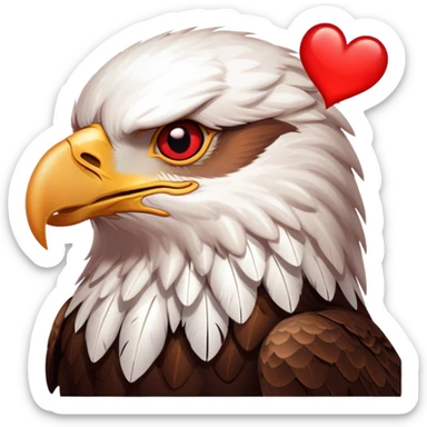 Eagle falling asleep with a heart  sticker