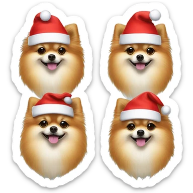 Pomeranian dog in Santa Claus hat sticker