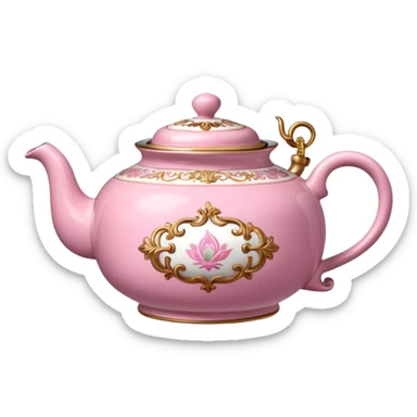 Pink steaming and boiling  tea pot with smoke sticker