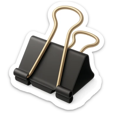 a large binder clip in 3D black style sticker