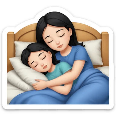 girl with black hair in short sleeves sleeping at home sticker