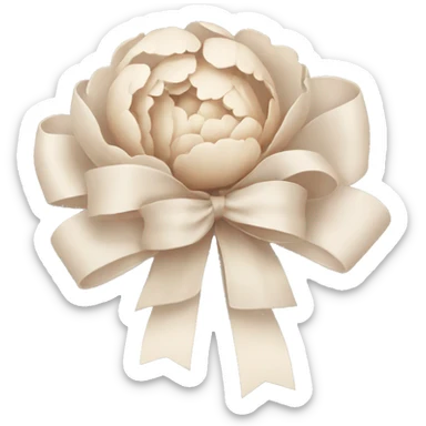 Peonie beige with white bow sticker